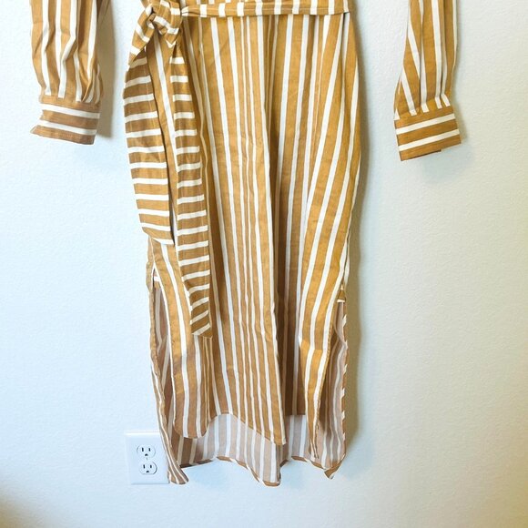 Samsoe NWT $260 M Amara Belted Shirt Dress Honey Stripe Linen Blend - Picture 9 of 9
